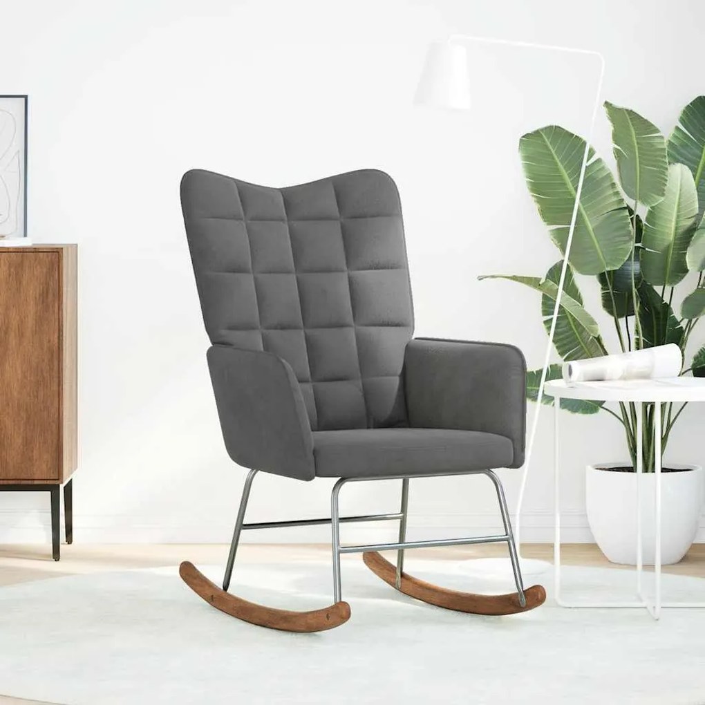 4016833 vidaXL Люлеещ стол, тъмносив, кадифе