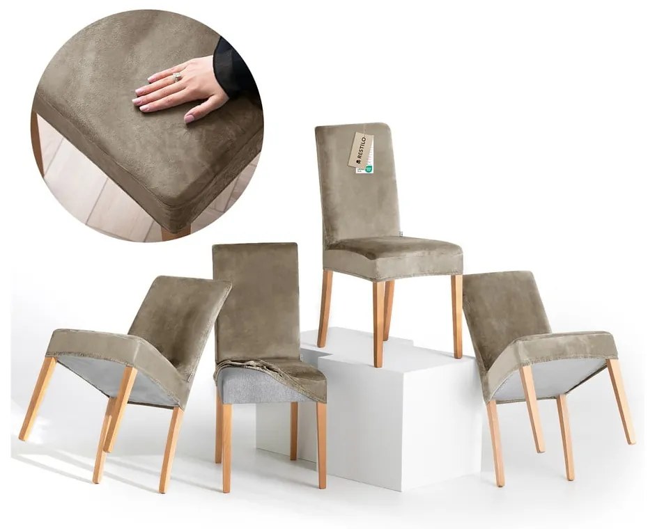 Сиво-бежови ластични покривала за стол в комплект от 4 бр. 48 cm Sento – Restilo