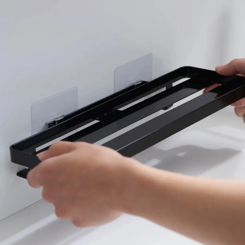 Матово черно стоманен рафт за баня без пробиване Film Hook – YAMAZAKI