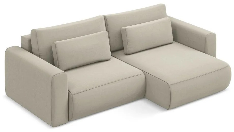 Бежов кадифен разтегателен ъглов диван с място за съхранение (десен ъгъл) Kapua – Makamii