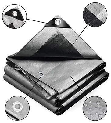 Брезент сребърно - черен 6x8 м 260 г/м2