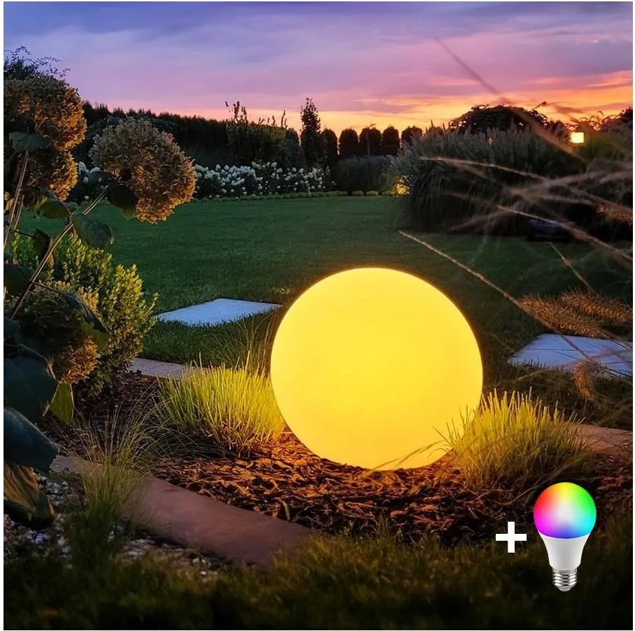 LED RGBW димируема външна лампа GLOBO 1xE27/12W/230V Ø 30 см IP44