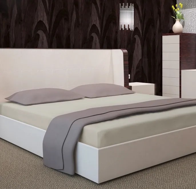 Светлобежов чаршаф с ластик - памучен сатен Šírka: 160 cm | Dĺžka: 200 cm