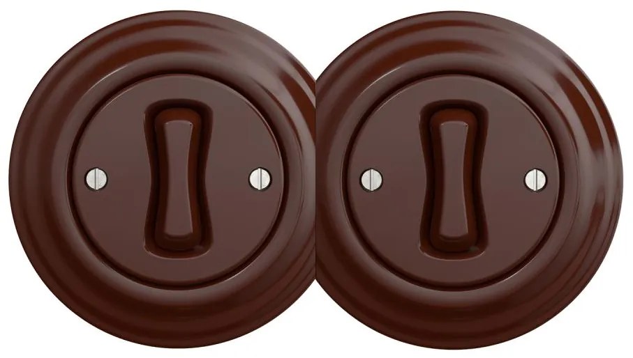 Kliklap - Двоен ретро еднополюсен ключ с рамка №1, кафяв