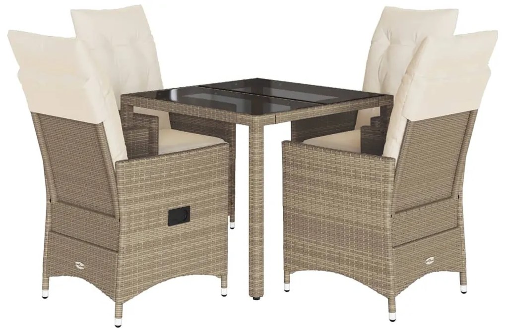 3276800 vidaXL Градински комплект с възглавници, 5 части, бежов полиратан