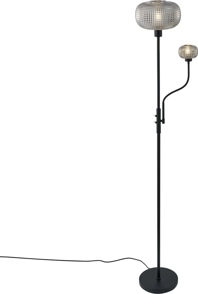 Интелигентна подова лампа черна с димно стъкло 2 светлини с WiFi - Brianna