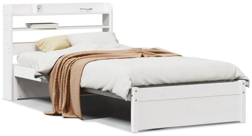 3306723 vidaXL Рамка за легло с табла без матрак, бяла, 90x190 см