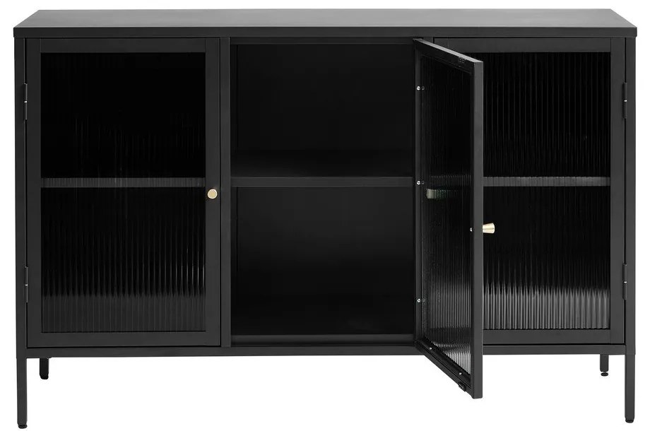Черна метална витрина 132x85 cm Bronco - Unique Furniture