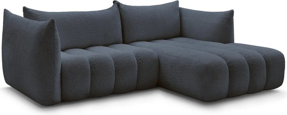 Тъмносин ъглов диван от прежда с примки от букле (десен ъгъл) Azra – Bobochic Paris
