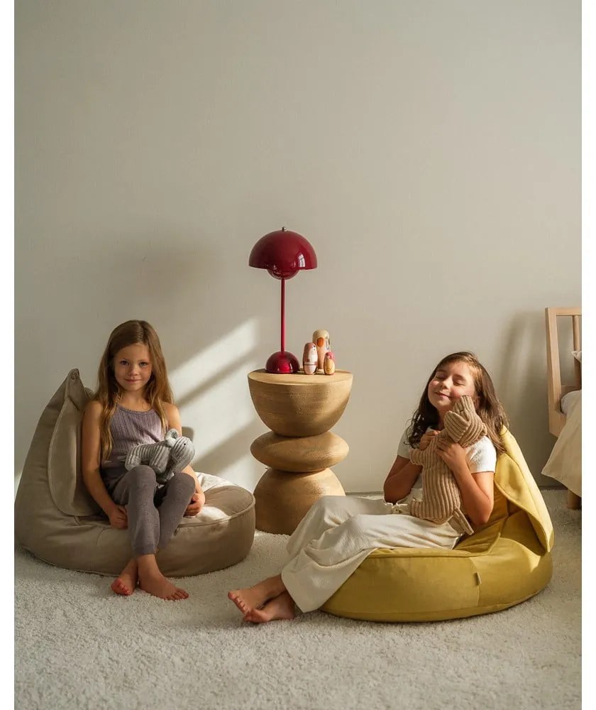 Бежов кадифен детски пуф Bunny – Wigiwama