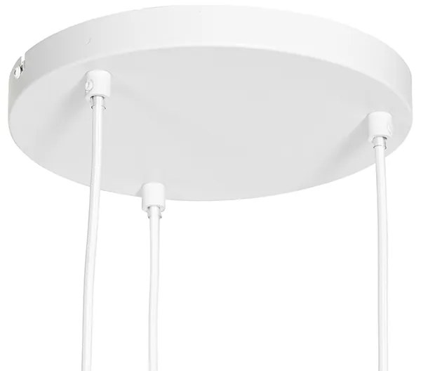 Ориенталски висящ аплик бял с ратан 3-светлина кръгъл - Akira