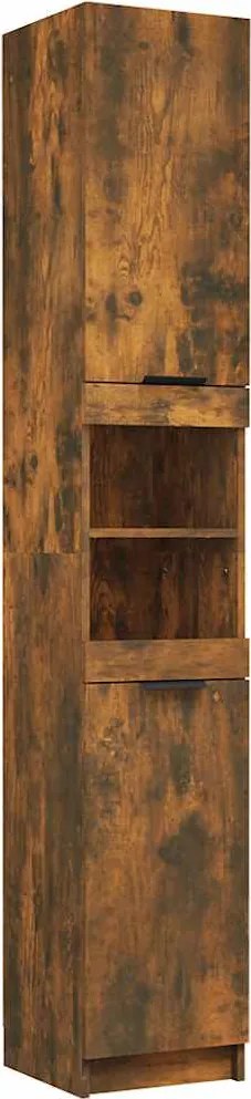 817069 vidaXL Шкаф за баня, опушен дъб, 32x34x188,5 см, инженерно дърво