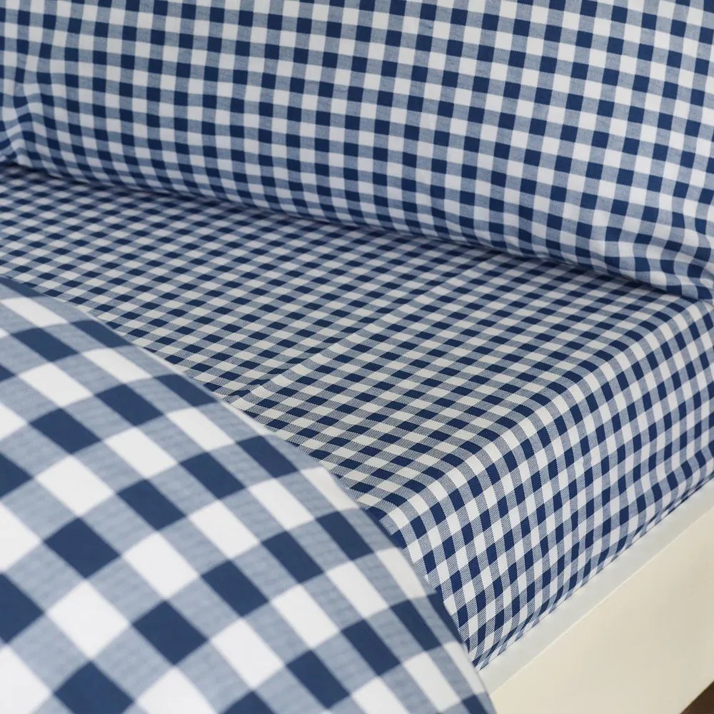 Тъмносиньо двойно 3 части спално бельо 200x200 cm Bamford Gingham Check – Catherine Lansfield
