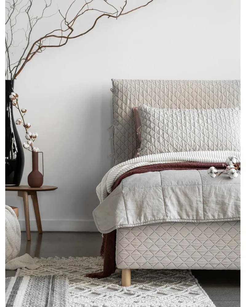 Бежово тапицирано единично легло и решетка 90x200 cm Sleepy Luna - Miuform