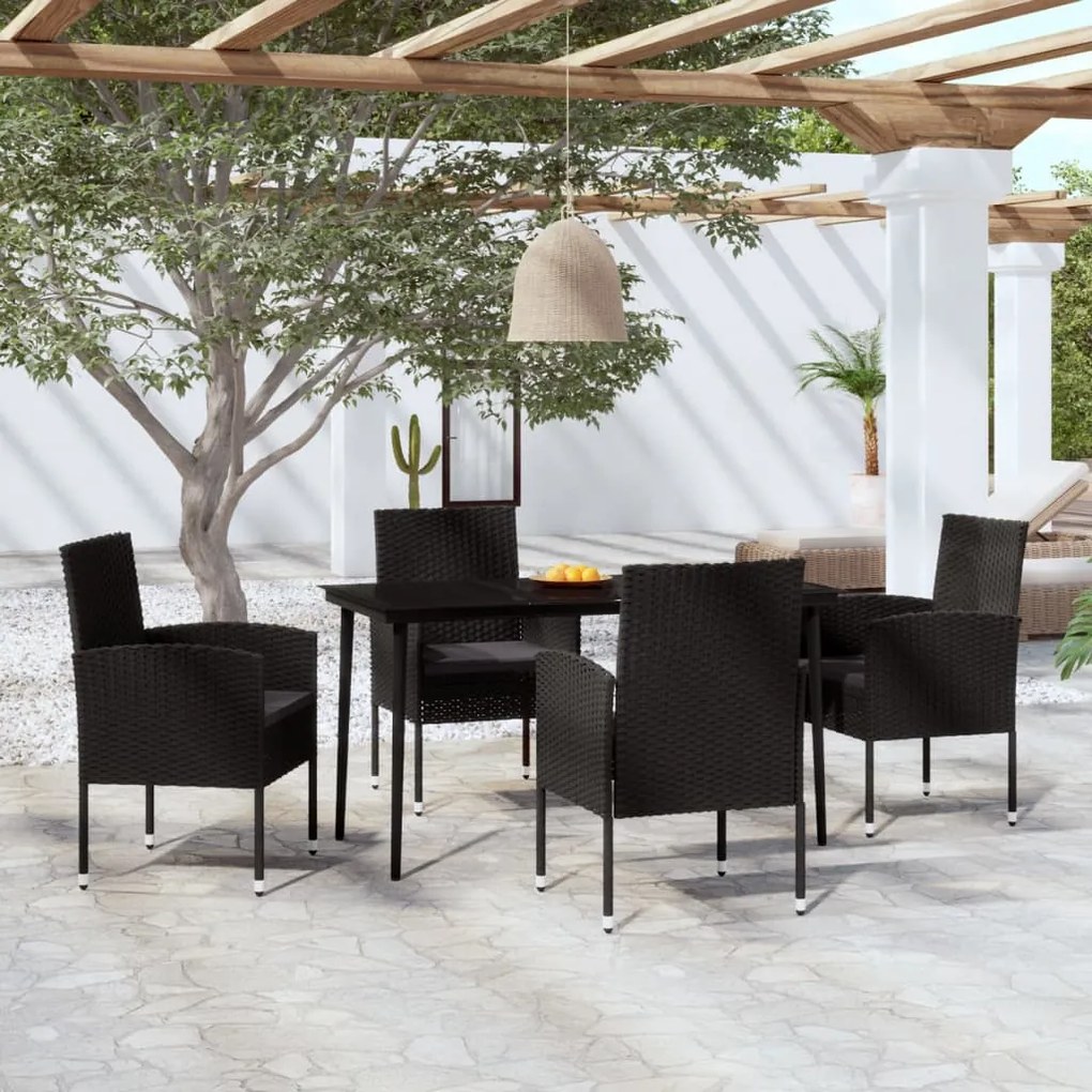 3099633 vidaXL Градински трапезен комплект, 5 части, черен