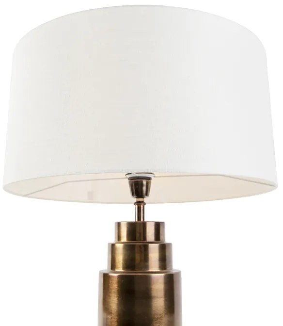 Маса за лампа в стил Арт Деко с абажур бял 50 см - Bruut