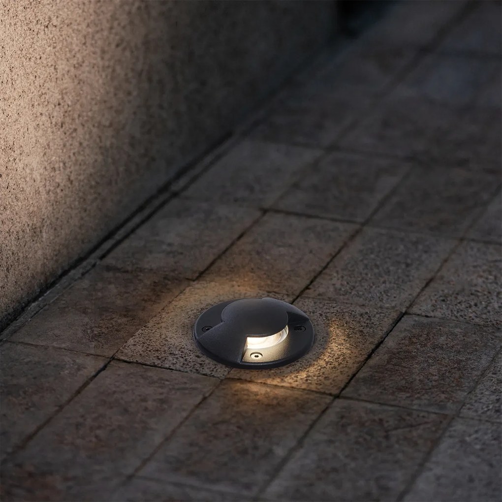 Комплект от 6 модерни наземни прожектора черни GU10 50mm 2-светлинен ефект IP65 - Cellar