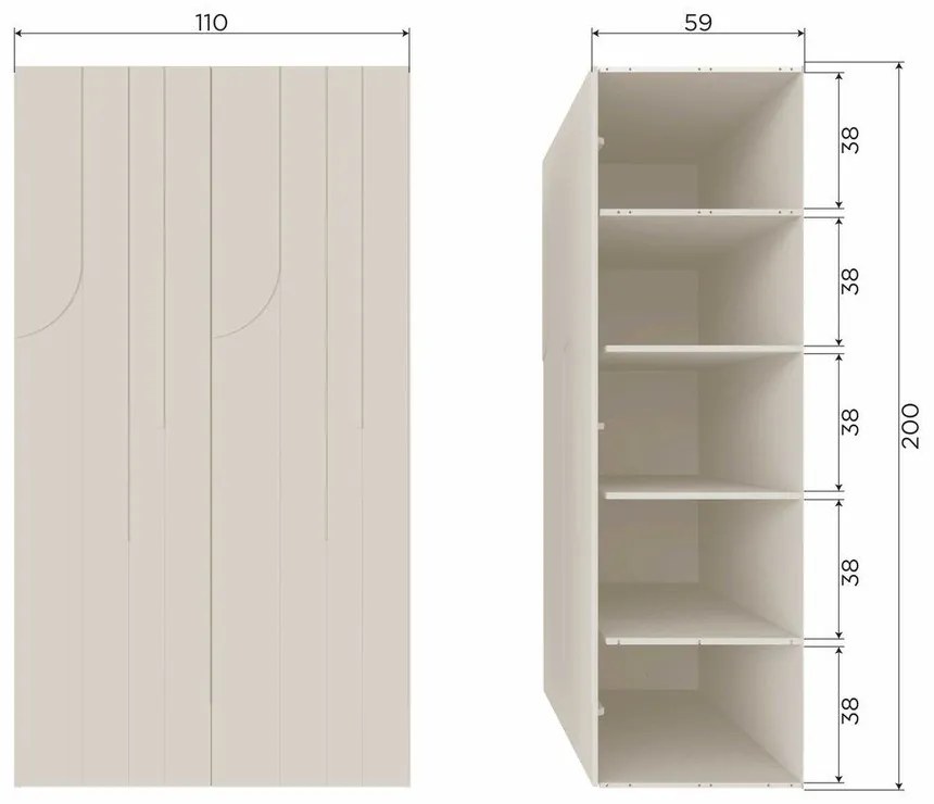 Светлосиво шкафче от масивен бор 110x200x57 cm Rain – WOOOD