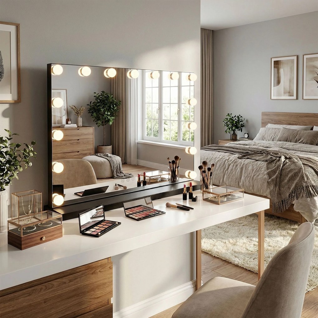 Огледало LED HOLLYWOOD Black 80x60