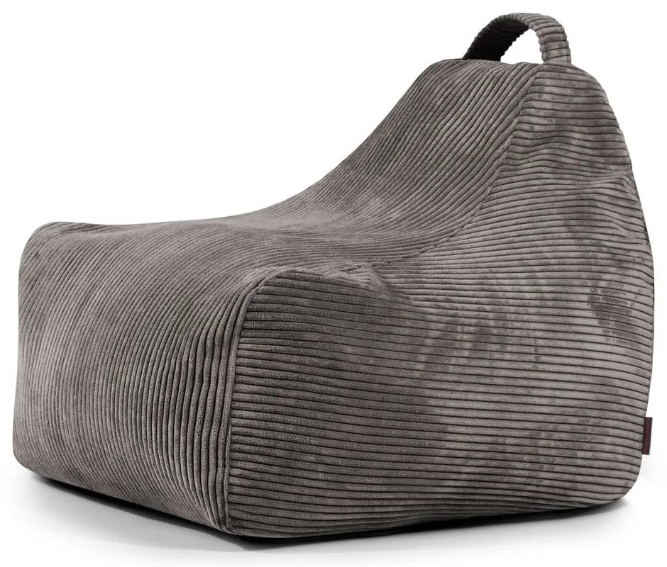 Тъмносив детски пуф от рипсено кадифе Game Amuse – SLOWDOWN