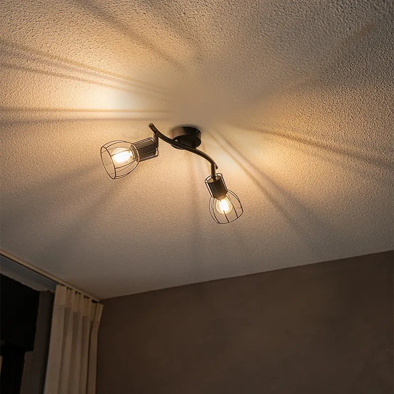 Модерен таванен прожектор черен 2-светлина регулируем - Botu