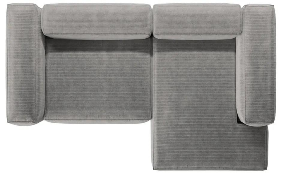 Светлосив ъглов диван от рипсено кадифе (десен ъгъл) Bergano – Cosmopolitan Design