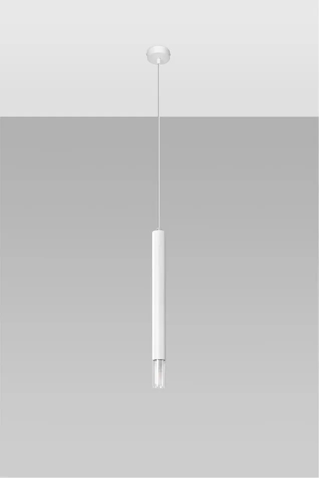 Бяло метално висящо осветително тяло ø 8 cm Vittoria – Sollux