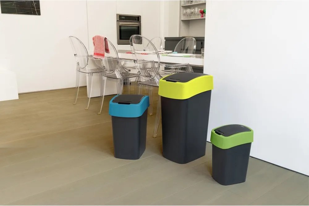 Черно/синьо пластмасово кошче за боклук за рециклиране 9 l Flip Bin – Curver