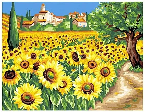 KSG Craft - Рисуване по номера с акрилни бои - Слънчогледи