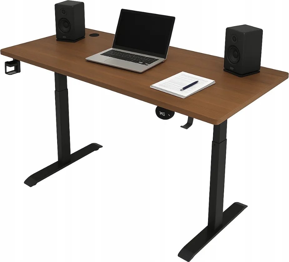 Електрическа маса с регулируема височина 72 - 117 см - орех, черно Ширина: 60 см | Дължина: 140 см