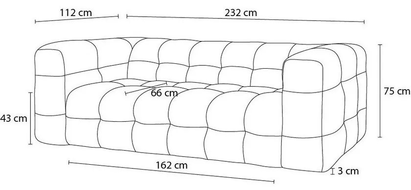 Диван в тухлен цвят 232 cm Cloud - Bobochic Paris