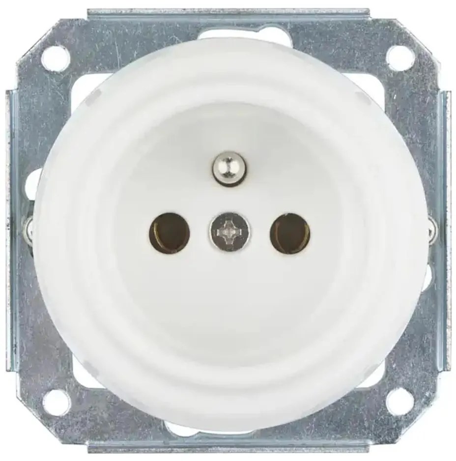 Bohemia-Design - Порцеланова ретро домашна розетка без рамка 250V/16A бяла