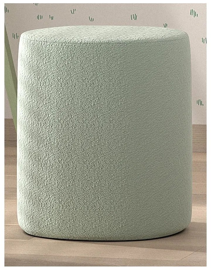 Светлозелен детски пуф от плат букле MOON - Vipack