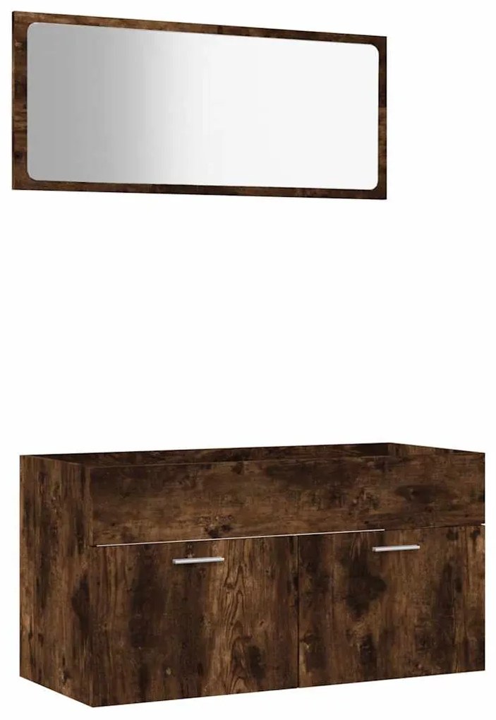 826623 vidaXL Комплект мебели за баня от 2 части, опушен дъб, инженерно дърво