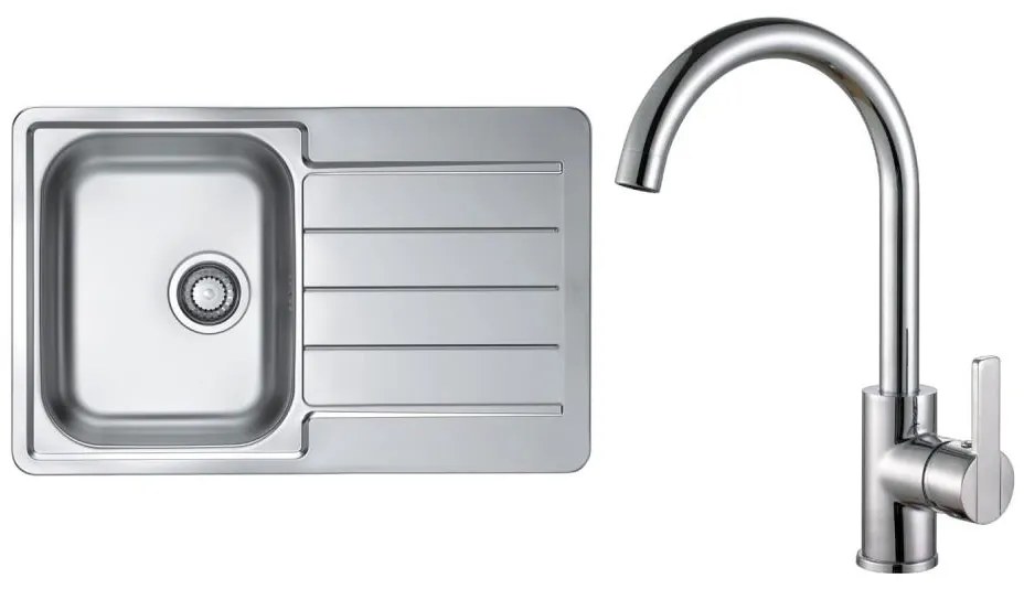 ALVEUS SET0026 - Кухненска мивка LINE + смесител за мивка TONIA 29,5 см сатен/хром