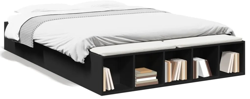 3280553 vidaXL Рамка за легло без матрак, черна, 160x200 см