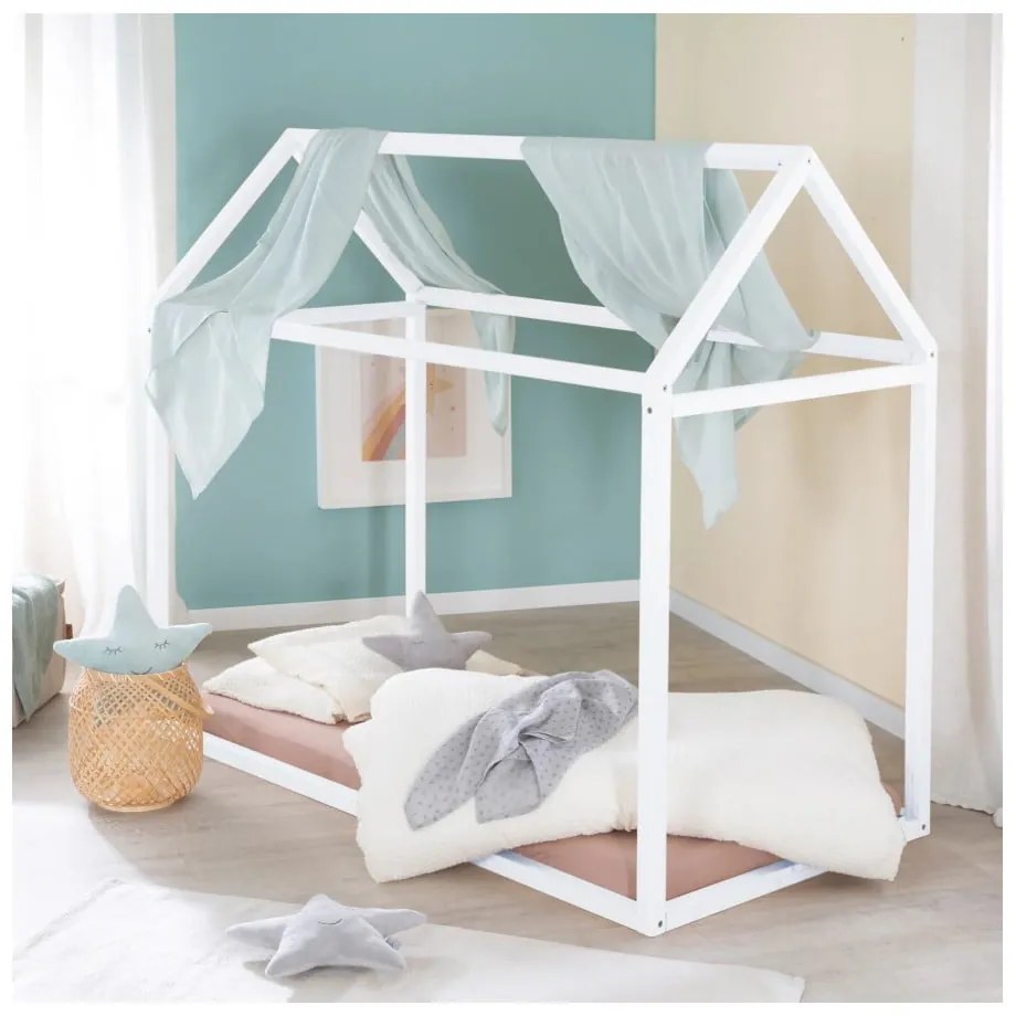 Бяло детско легло тип къща 70x140 cm Montessori – Roba