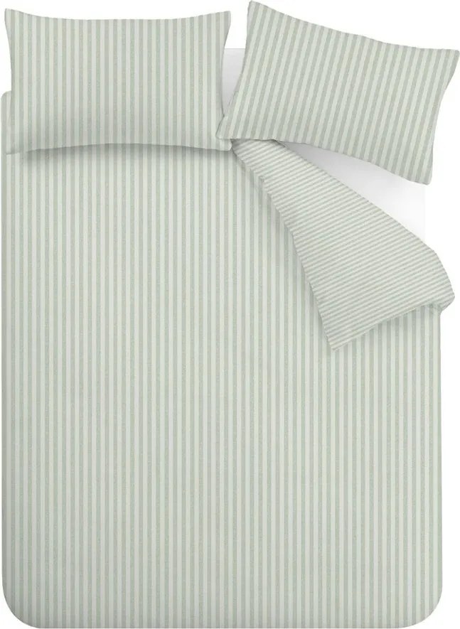 Зелено двойно 3 части спално бельо 200x200 cm Epping Textured Stripe – Catherine Lansfield