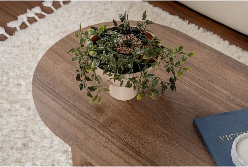 Тъмнокафява масичка за кафе от декор от орех 60x119 cm Sable – Kalune Design