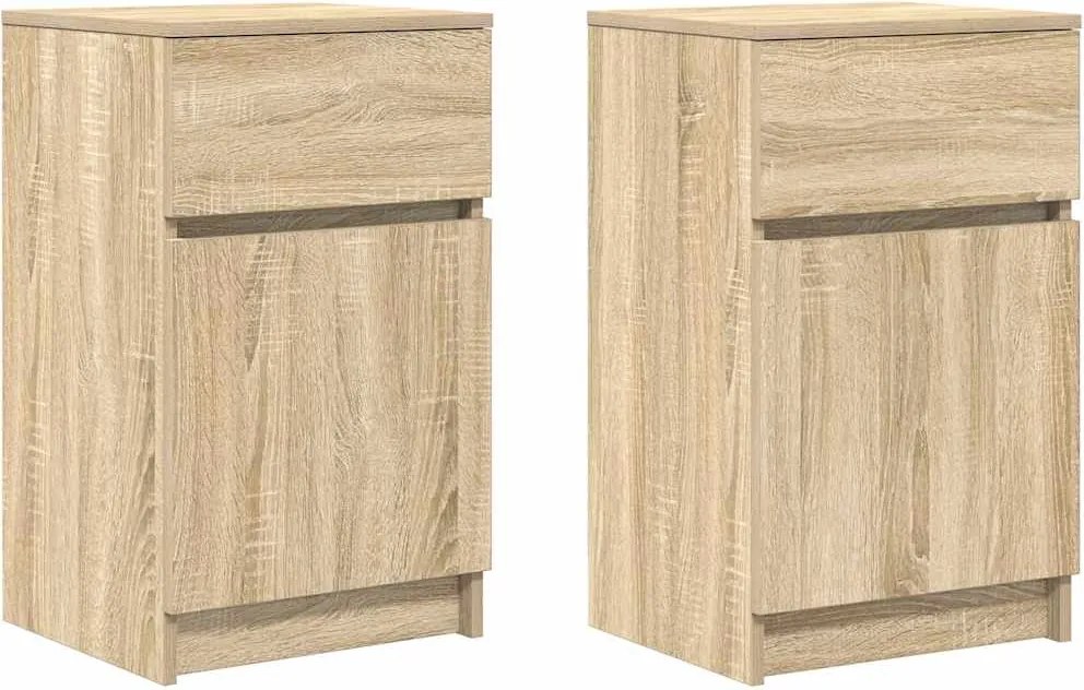 861324 vidaXL Нощни шкафчета, 2 бр, сонома дъб, 39x35x65 см, инженерно дърво