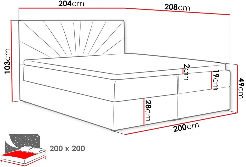 Тапицирано легло Top 4-Gkri-120 x 200 εκ.