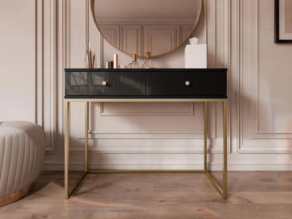 Тоалетка Esipix-Черно-черно гланцирано чекмедже