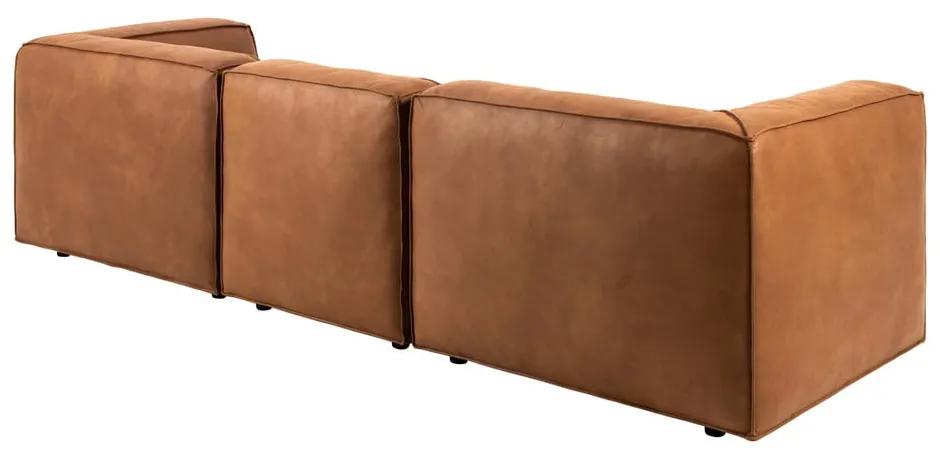 Ъглов диван от рециклирана кожа в цвят коняк, десен ъгъл, 282 см Fairfield - Bonami Selection