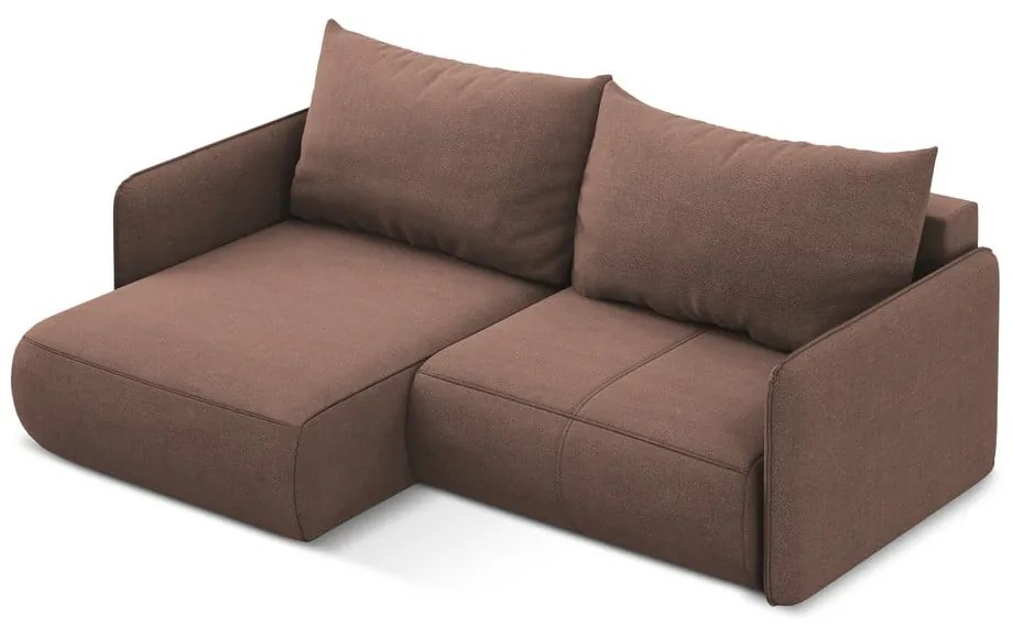 Розов разтегателен ъглов диван с място за съхранение (ляв ъгъл) Nanea – Makamii