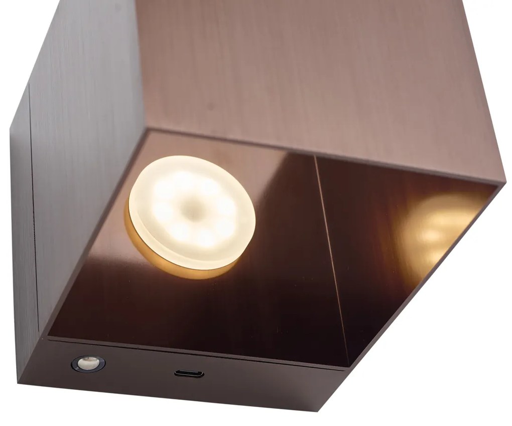 Модерна стенна лампа тъмен бронз с LED и димер с докосване, акумулаторна - Joris