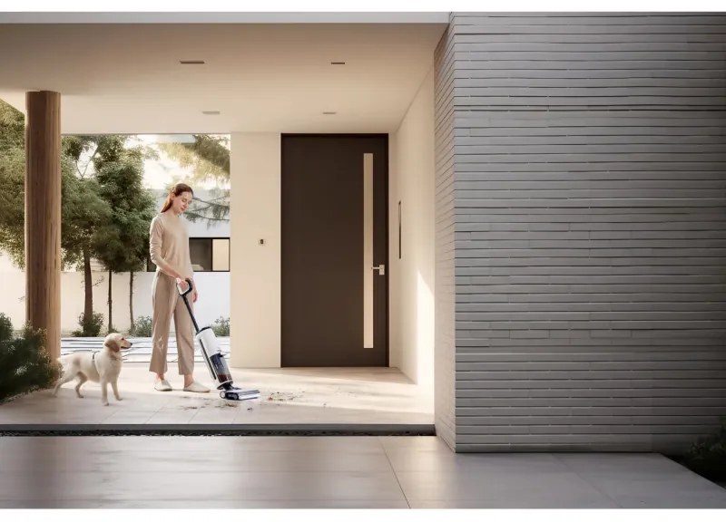 Вертикална прахосмукачка Tineco Floor One S7 Steam Plus 4В1, 240W, Сухо/Мокро, 0.7 л мръсна/0.8 л чиста, LED екран и осветление, Пара + сушене, Бял/черен
