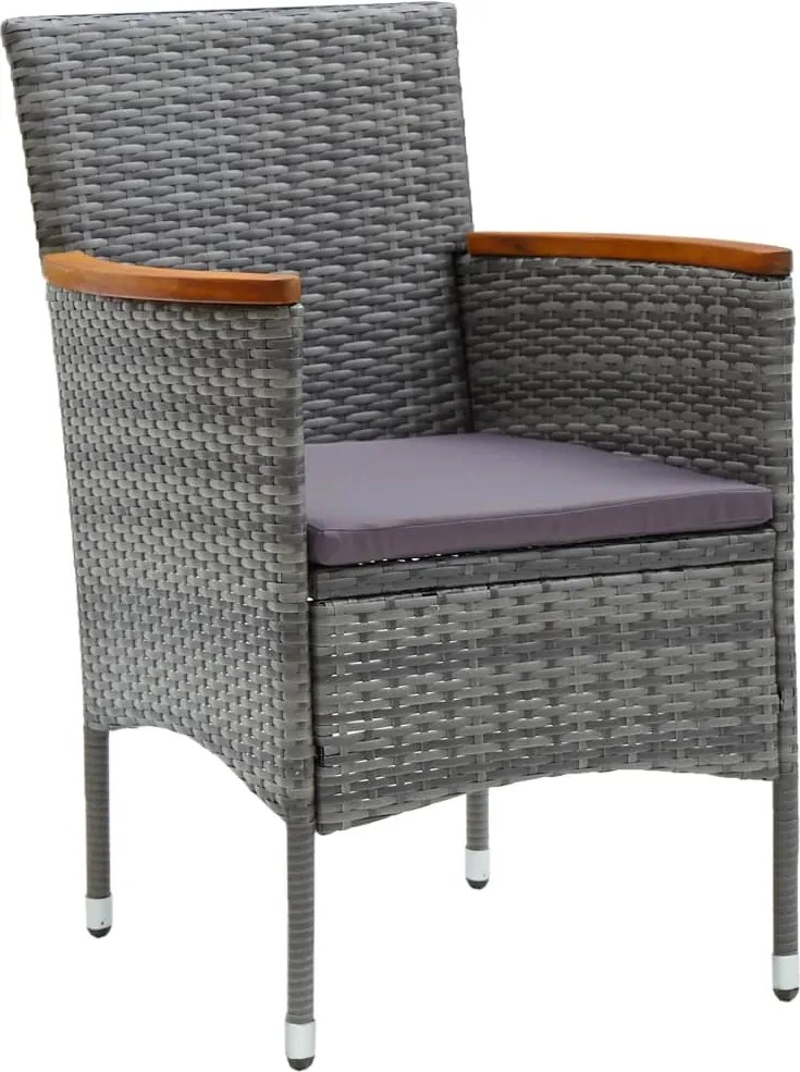 310567 vidaXL Градински трапезни столове, 4 бр, полиратан, сиви