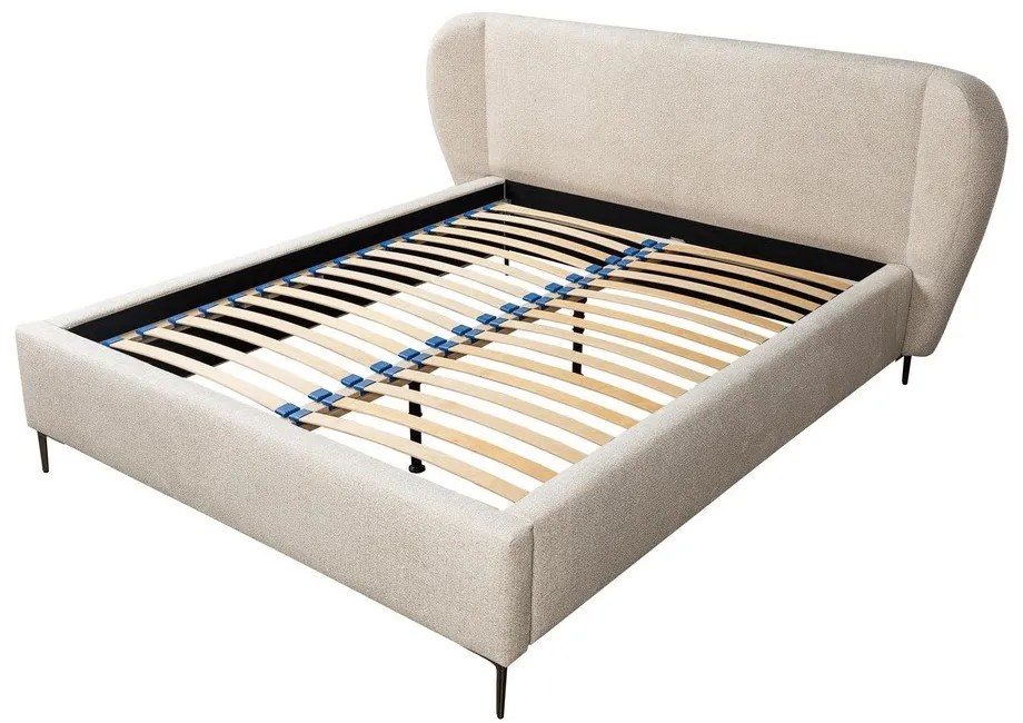 Бежово двойно тапицирано легло с включена подматрачна рамка 160x200 cm Makana – Makamii