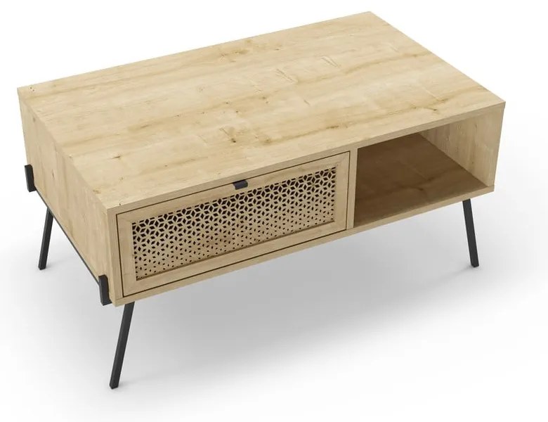 Масичка за кафе в дъбов декор в естествен цвят 60x100 cm Ecrin - Marckeric