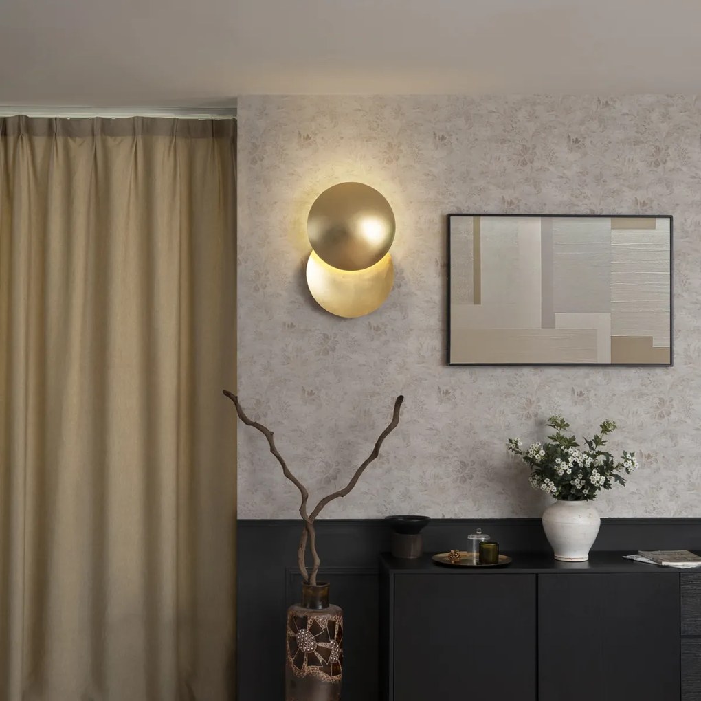 Модерна стенна лампа златна 34,5 см 2 светлини - Sunrise